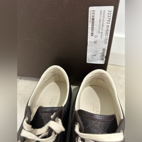 Gucci Chocolate Brown Guccissima Coated Canvas and Leather Low Top Sneakers, 38 - Picture 11 of 13